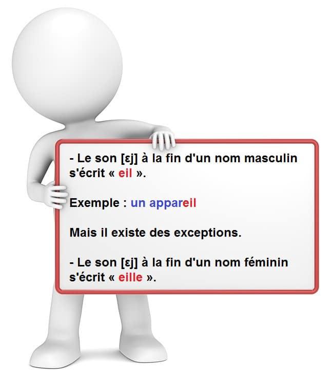 Leçon d'orthographe : écrire les mots finissant avec les lettres eil