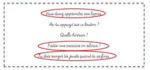 Corrigé les phrases injonctives et impératives  Je Révise, soutien